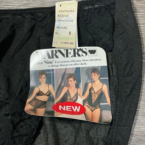 NWT Vintage Warner’s After Nine Black Lace Sheer Briefs Size 6 Panties - Picture 2 of 7