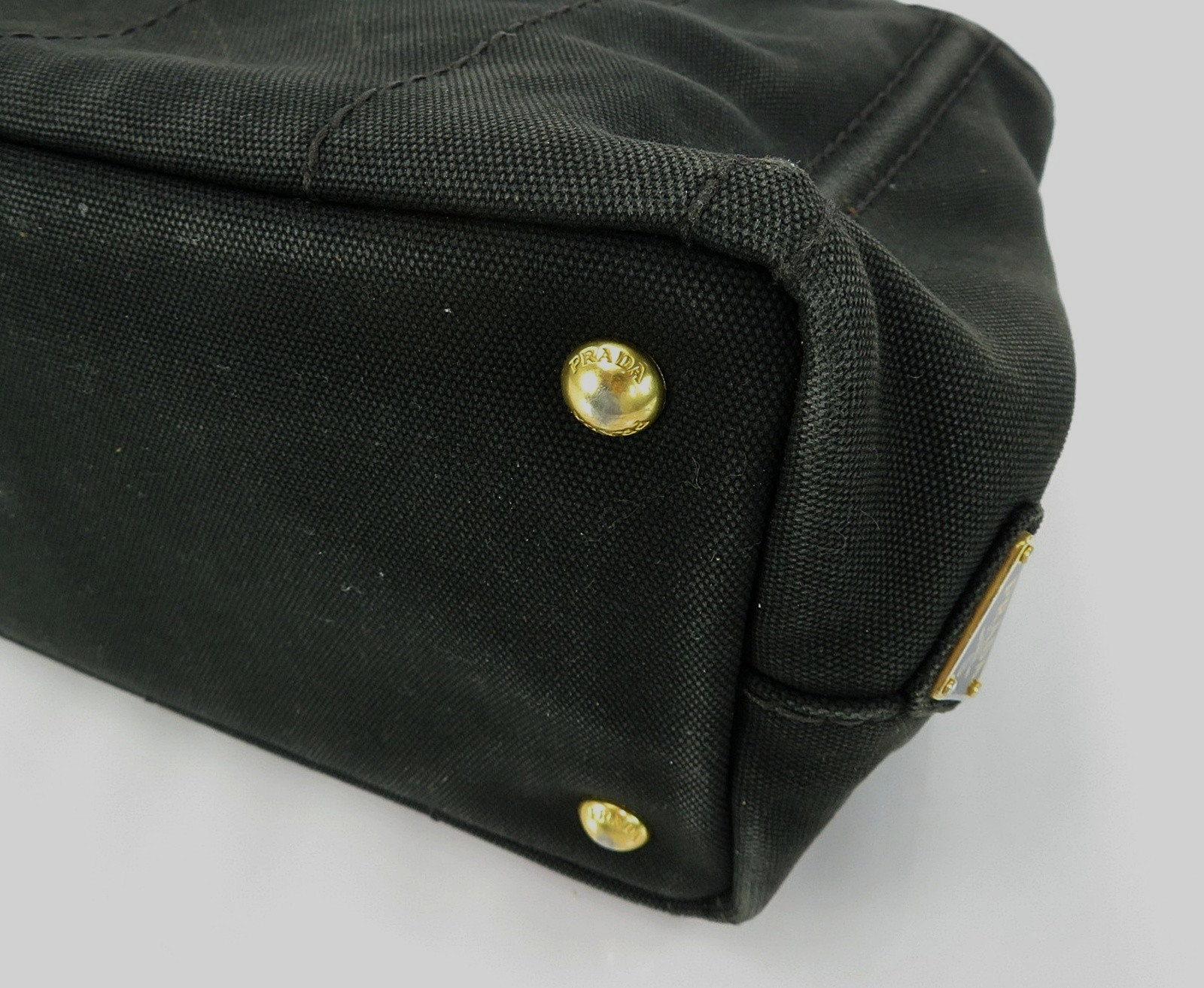 Auth PRADA Canapa Black Canvas 2-Way Shopping Hand Shoulder Bag Purse #62736 thumbnail 10