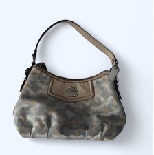 Coach Logo Crescent Shoulder Bag Brown Beige Zip Closure Designer Women  s