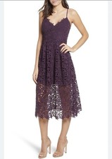 ASTR The Label Purple Lace Midi Dress XS