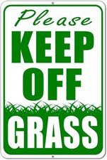Please Keep Off Grass Sign - 8x12 No Pooping Dog Signs for Yard Tin Metal Signs