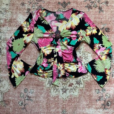 Vol.1 Petite Multicolor Blouse with Pink Brooch Size PL