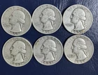 Washington Quarters 1950’s - Circulated Lot Of 6 - 90% Silver