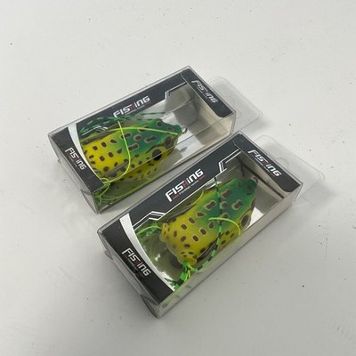 Frosch Schleppköder x2 Angeln Froschköder 60mm grün gelb schwarz/blau