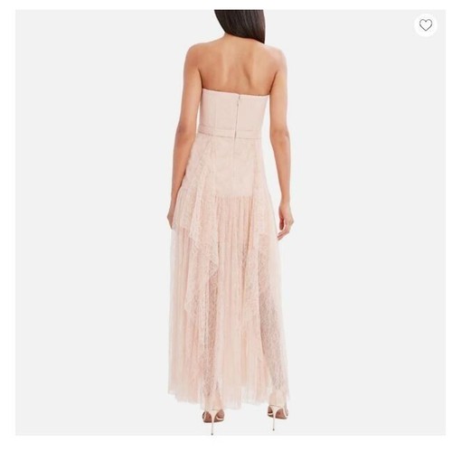 NEW BCBGMAXAZRIA Sz 4 Celeste Pink Lace Strapless Sheer Evening Dress - Picture 2 of 10