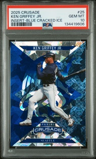 💎🔥💎2025 Panini Crusade Ken Griffey Jr #25 Blue Cracked Ice PSA 10 Graded Card