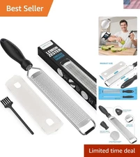 Compact Stainless Steel Zester & Grater with Non-Slip Grip & Safety Cover