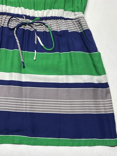 NWT Banana Republic Green Navy Blue Stripe Racerback Tie Waist Sun Dress Size L - Picture 8 of 24