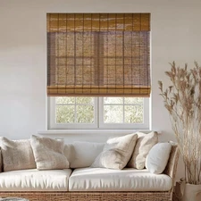 Chicology Light Filtering Bamboo Fox Brown Roman Shade 36" x 64" w/ Hardware