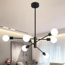 Sputnik Chandelier, Black Modern Industrial Chandeliers 6-Light, Mid Century ...