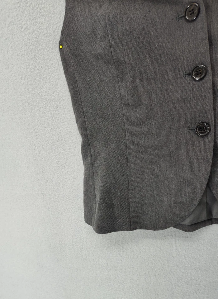 Chaleco Traje a Medida H&M Para Mujer S Gris Cuello en V Sin Mangas Botón Frontal Chaleco Foto 4 de 4