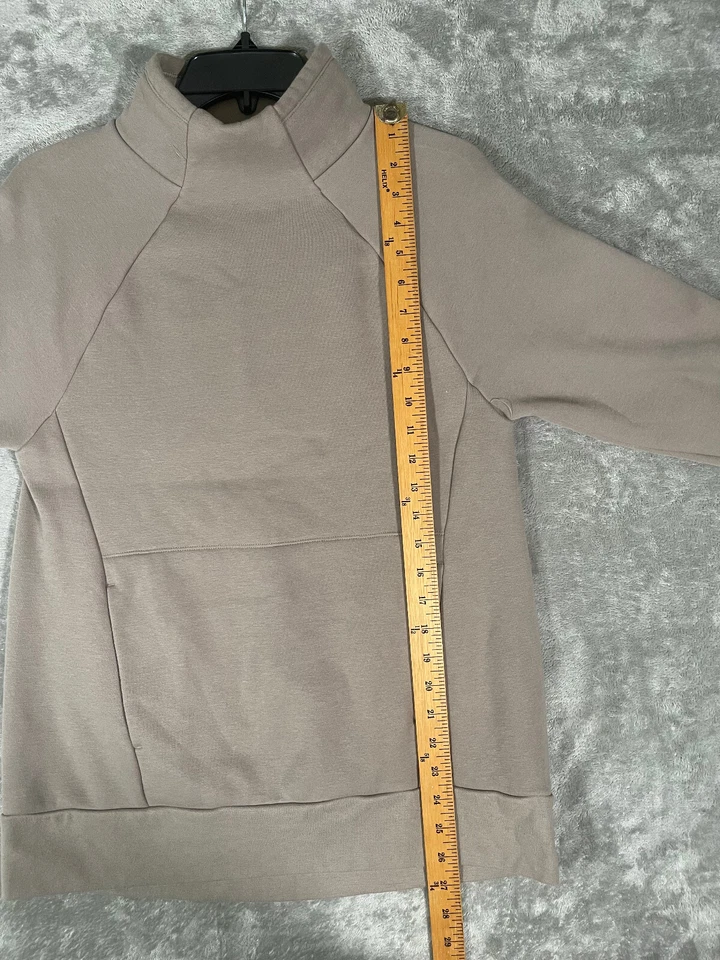 Fabletics Women Sweater Size Small Pullover Long Sleeve Pockets Fleece Mock Gray - Image 3 of 4