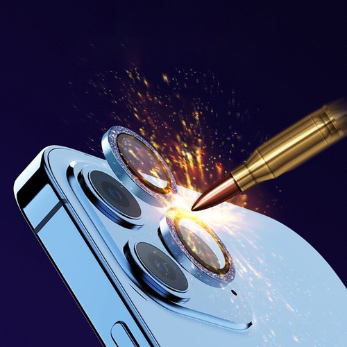 Glitter Metal Ring Glass Lens Protector Film For iPhone 15 14 Pro Max 13 12 11 - Photo 4 sur 19