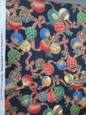 Christmas Ornaments Cotton Fabric  Sharon Kessler for Concord VTG RARE  SBTY X