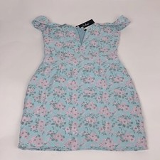 Lulus off shoulder floral dress. Light blue & pink flowers Sz M Lined. New!  NWT