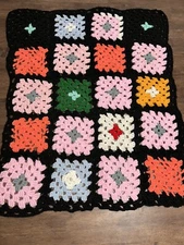 Handmade Granny Square BABY AFGHAN Blanket Crib Throw 29x23