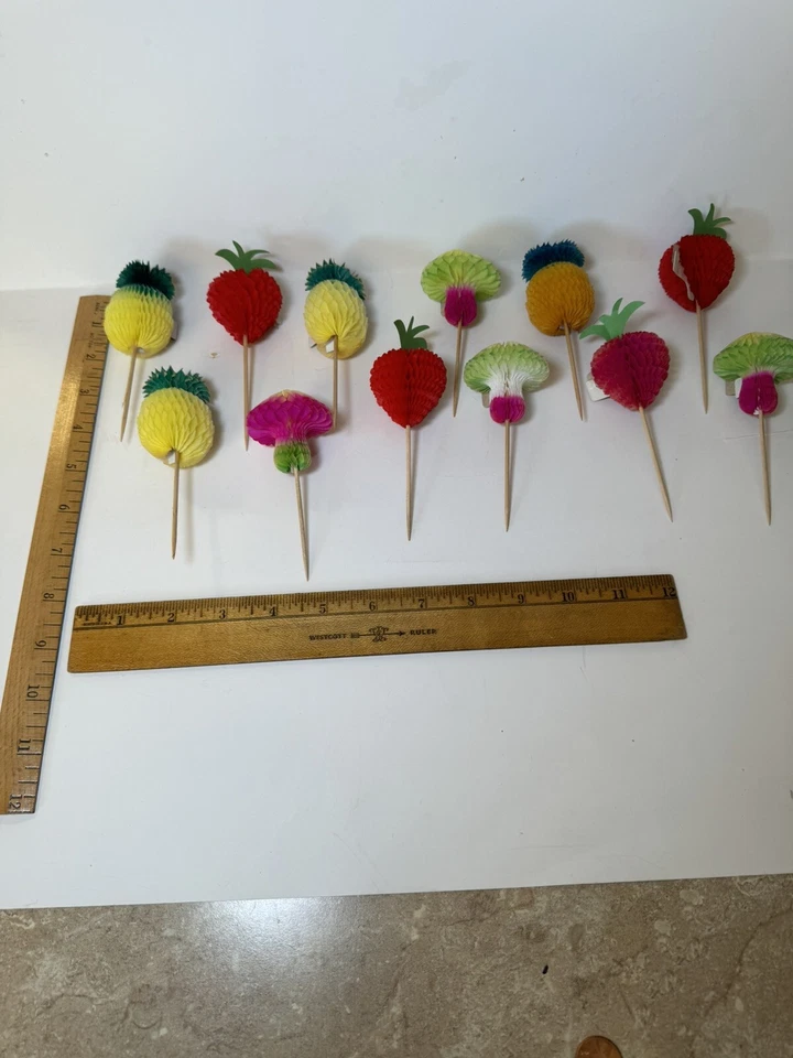 "Lote de 12" vintage de 4"" piña fresa selecciones de setas de panal con caja" Foto 3 de 4