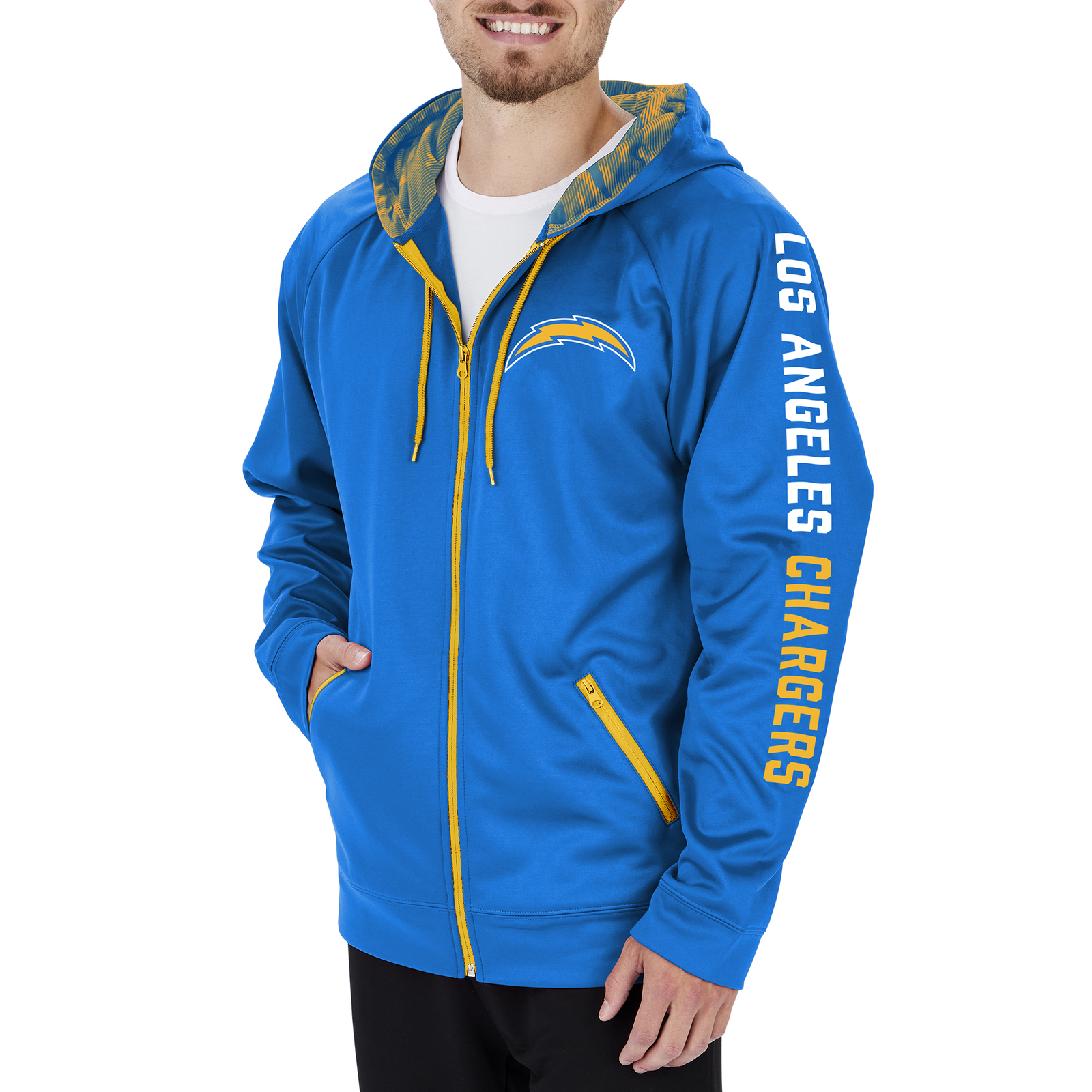 Камуфляжная толстовка Zubaz Mens NFL Los Angeles Chargers с полной застежкой-молнией
