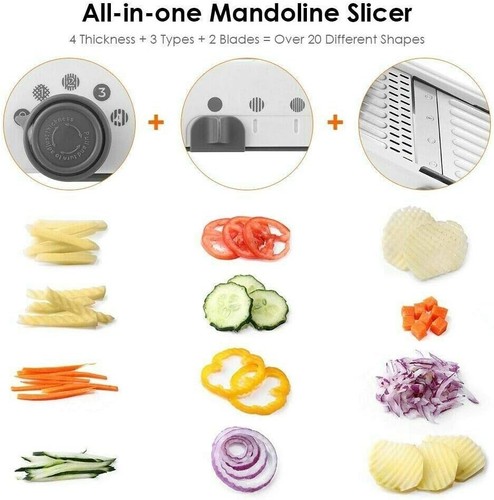 Multifunction Mandoline Slicer Vegetable Chopper cutter Manual Grater 18 Types 4 - Picture 2 of 8