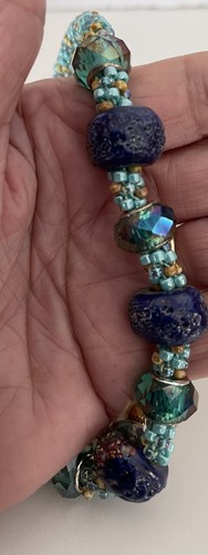 Handmade Kumihimo Multi Beads Necklace Stainless Steel Lobster Claw Clasp 18" - Picture 7 of 7