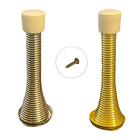 Chrome Brass Door Stops Spring Spiral Stopper Plate Inc Screws 75mm