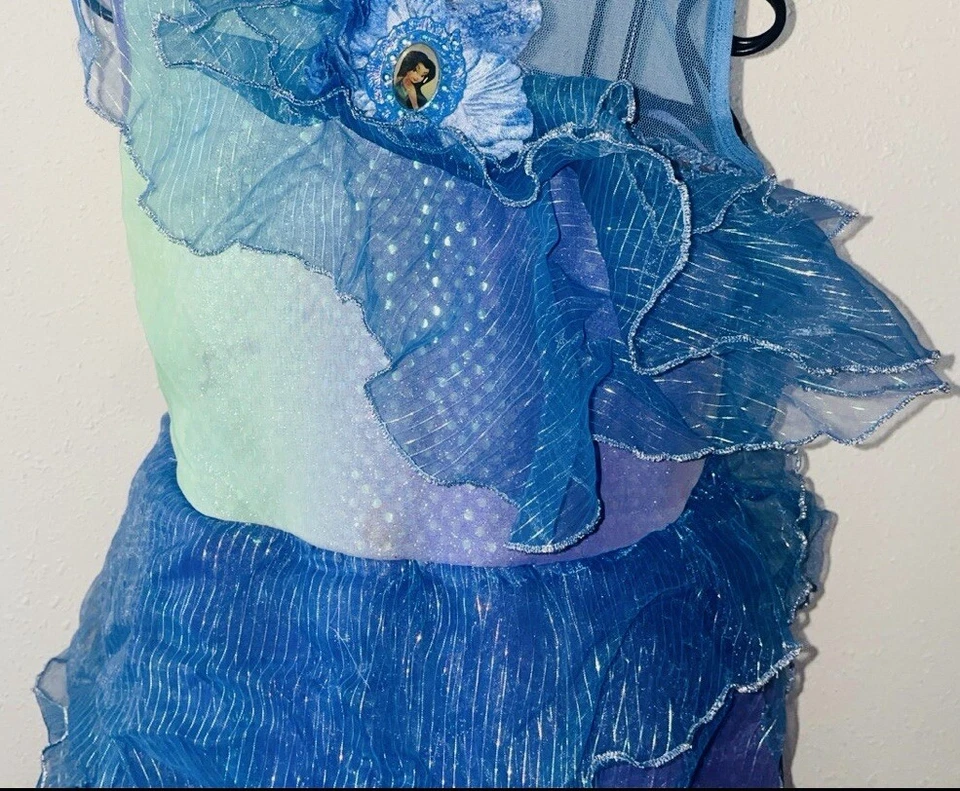 Disney Store SILVERMIST Water FAIRY COSTUME DRESS Size 7-8 w/ Matching WINGS - Image 3 of 4