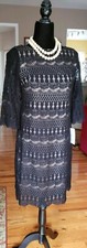NWT Evening Cocktail Black Tan Lace Dress Elegant Hoidays Sz 4P 