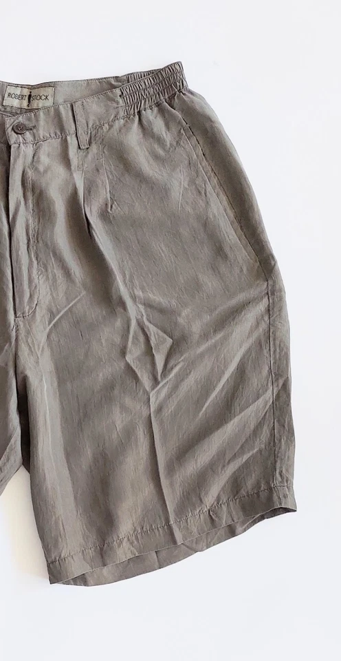 Pantalones cortos de golf Robert Stock para hombre verdes talla mediana 100 % seda Foto 3 de 4