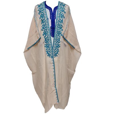 Damen 3 Viertel Ärmel Arabisch Bisht Türkis Pfirsich Creme Umhang Arabisches Kleid...