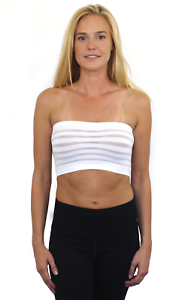 New Bebe Womens Seamless Striped Sheer Mesh Strapless Layering Bandeau Bra Ebay