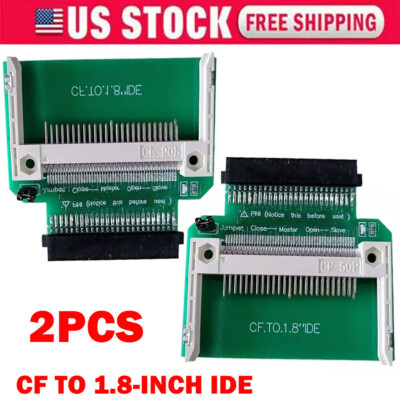 2x CF Compact Flash Memory Card To 50pin 1.8'' IDE Hard Drive For SSD Adapter NEW