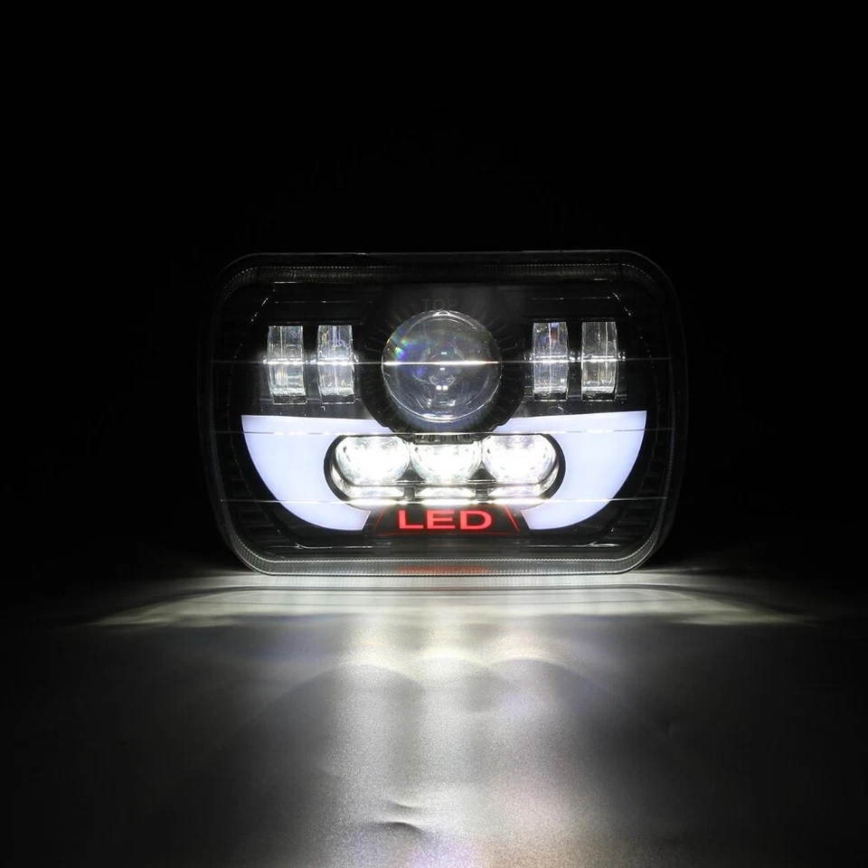 Projector 7x6" 5x7" LED Headlights Hi/Lo DRL for Toyota Nissan Pickup Hardbody - Image 4 of 4
