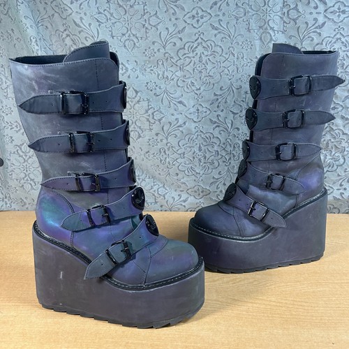 YRU Alien Reflective Iridescent Platforms Festival Club Rave Halloween Size 11 M - Picture 2 of 7