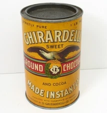 UNOPENED/SEALED Ghiradelli 1 Lb. Chocolate/Cocoa Tin, Antique/Vintage