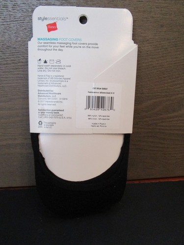 6 Pairs Hanes Massaging Foot Covers Seamless Black Shoe Size 9-12 Brand NEW - Picture 4 of 4