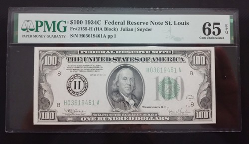 100 dollar bill 1934 Pmg 65 - Picture 4 of 4