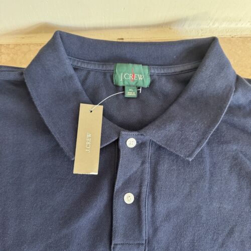 J Crew Navy Blue Classic Pique Short Sleeve Polo Mens Size XL Preppy Cotton - Picture 10 of 12