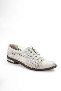 Freda-Salvador-Womens-Woven-Leather-Slip-On-Studded-Loafers-Gray-Size-5-5