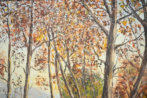Vintage Impressionist Oil Painting of a Wooded Autumn Landscape, Signed "Loomis" - Picture 6 of 9
