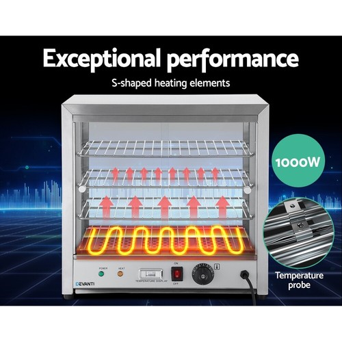 Food Warmer Pie Hot Display Showcase Cabinet Stainless Steel Devanti Commercial - Picture 7 of 10