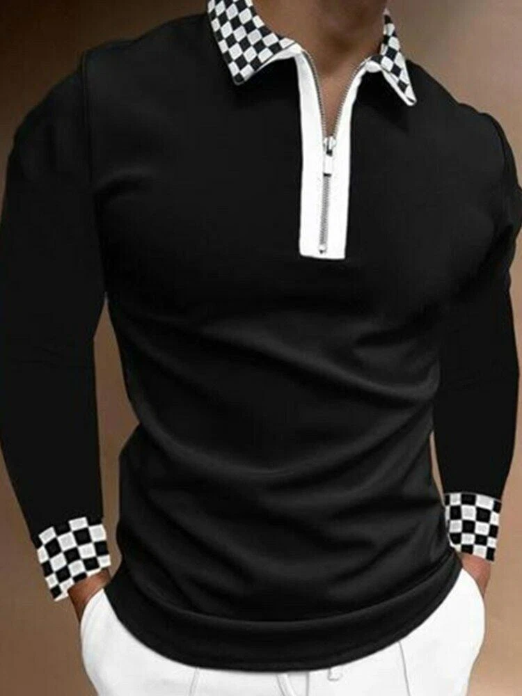 Polo negro manga larga hombre hot sale