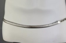Vintage Women's Silver Herringbone Metal Skinny Chain Belt 32" Body Waist 70's