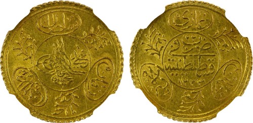 TURKEY: Mahmud II, 1808-1839, gold hayriye altin, TOP 1, AH1223 NGC MS63 - Picture 6 of 6
