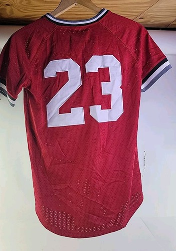 Vintage 1990s Youth Jordan Dark Red Baseball V-Neck T-Shirt Sports Jersey Sz- M - Picture 4 of 7