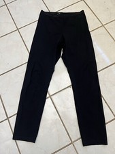 HELMUT LANG NEW Black Band Waist Pull On Viscose Crop Leggings Sz S G07HW213