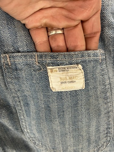 Vintage Big Mac Blue Hickory Striped Denim Coveralls 44 Long - Picture 6 of 10