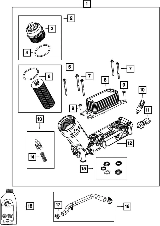 Оригинальный масляный фильтр и уплотнительное кольцо 3,6 л для Chrysler Jeep Dodge Ram 2011-2013 годов выпуска Mopar 68079744AD - Изображение 2 из 2
