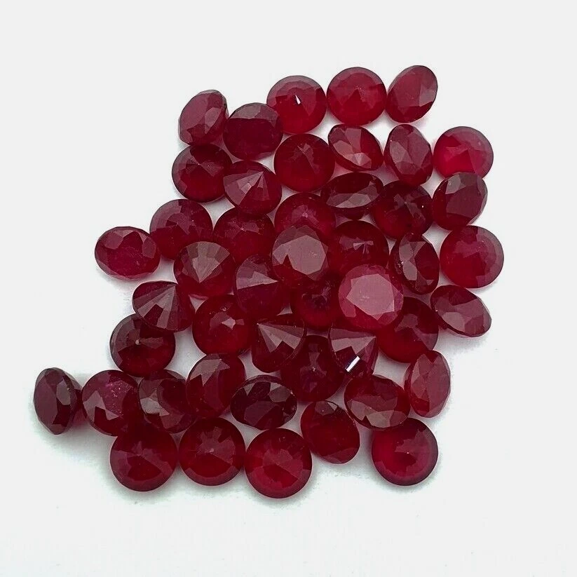 Wholesale Lot 5mm Round Facet Natural Mozambique Ruby Loose Calibrated Gemstone - Image 3 of 4