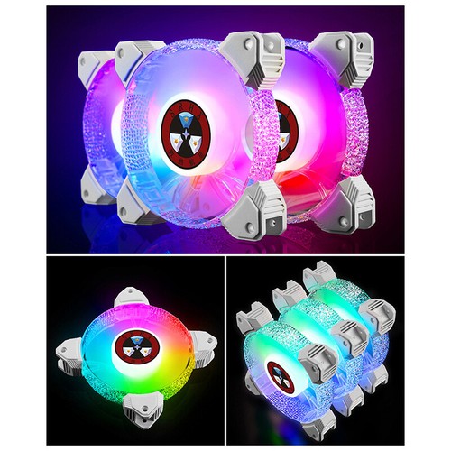 Crystal Diamond RGB Computer Fans Colorful Mute Desktop PC Case Air Cooler - Afbeelding 12 van 14