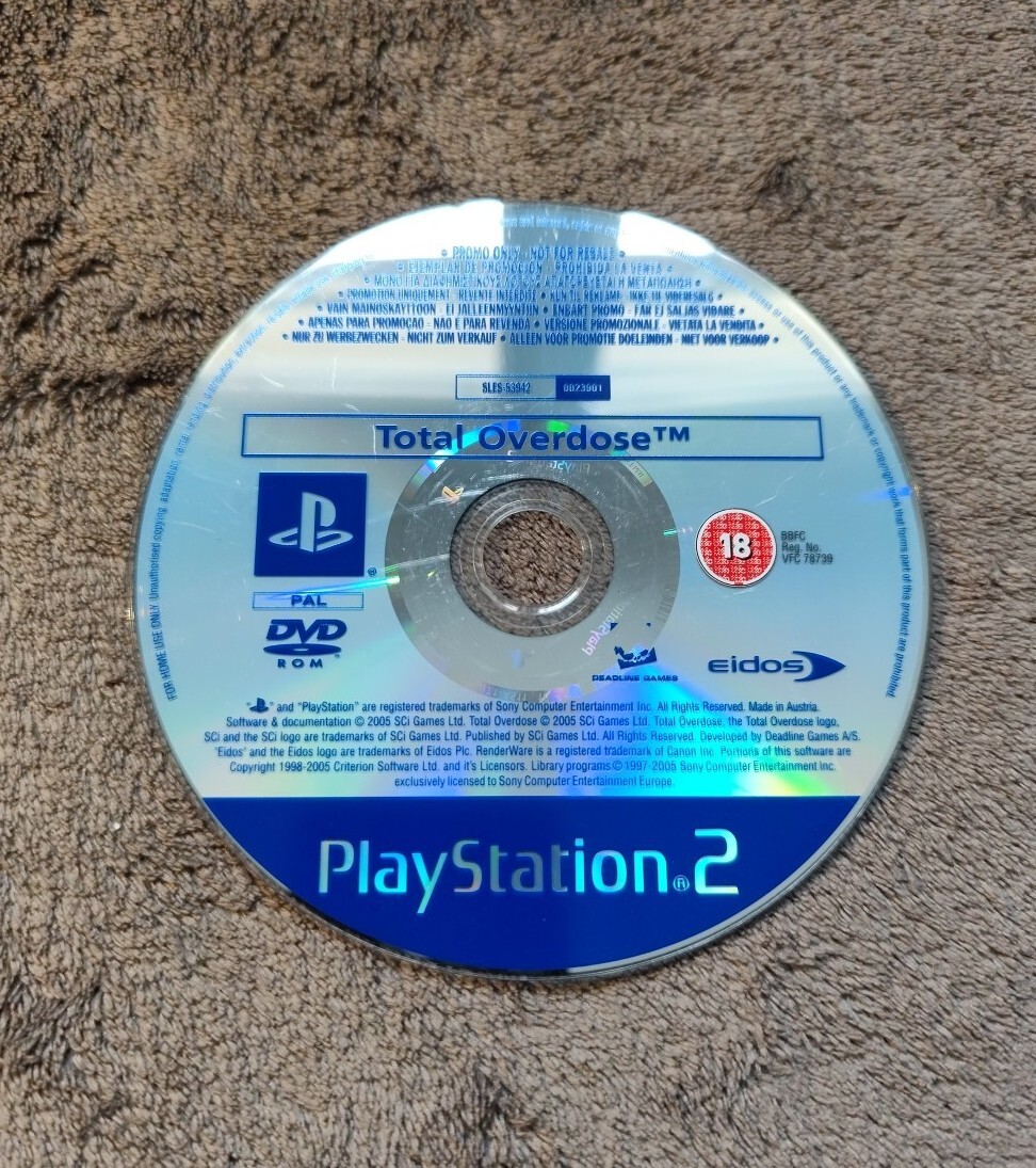 Total Overdose PS2 Version Promo Disque Seul PAL